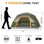 CAMPROS CP 4 Person Tent, Dome Tents for Camping with Rainfly, Waterproof Camping Tent Easy Set Up, Portable Family Tent with Large Mesh Window & Carry Bag for Outdoor Hiking