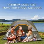 CAMPROS CP 4 Person Tent, Dome Tents for Camping with Rainfly, Waterproof Camping Tent Easy Set Up, Portable Family Tent with Large Mesh Window & Carry Bag for Outdoor Hiking