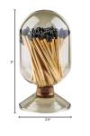 Includes Matches ! | Smoke Gray Glass Matches Cloche | Grey Tinted Decorative Match Holder Jar for Candles Set Display (Black Matches)