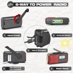 Crank Emergency Radio 5000mAh, Weather Radio, Solar Radios Battery Operated, NOAA/AM/FM Weather Alert Radios with Power Phone Charger, SOS Alarm, Flashlight & Reading Lamp Indoor Outdoor (red)