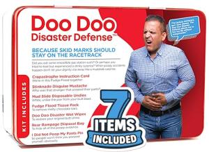 Shart Kit - 7 Items - Poop Prank Gag Gift. Includes Wet Wipes, Disposable Underwear, Hilarious Badge, More. Stinky Novelty Accident Emergency Fart Joke for Dad, Husband, Family