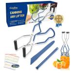 Canning Jar Lifter Tongs with Jar Lid Lifter Magnetic Lid Lifter,Canning Bubble Popper Bubble Remover and Canning Labels for Canning Supplies Starter Kit,4Pcs Canning Tools-Blue