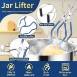 Canning Jar Lifter Tongs with Jar Lid Lifter Magnetic Lid Lifter,Canning Bubble Popper Bubble Remover and Canning Labels for Canning Supplies Starter Kit,4Pcs Canning Tools-Blue