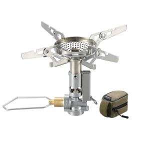 CAMPINGMOON Canister Top Stove Portable Compact Foldable w/Micro Regulator w/4Flex w/igniter XD-2F (Silver)