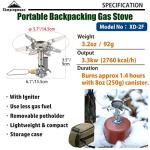 CAMPINGMOON Canister Top Stove Portable Compact Foldable w/Micro Regulator w/4Flex w/igniter XD-2F (Silver)