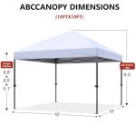 ABCCANOPY Pop Up Canopy - Outdoor Patio Portable Canopy Tent Heavy Duty for Backyard and Deck with 4 Sandbags(White, 10x10)