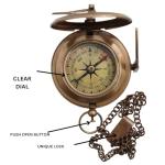 Handcrafted Vintage Brass Sundial Compass – Antique Nautical Sun Clock with Leather Case – Engraved Collectible Brass Compass Gift for Men - Christmas & Holiday Collection Gift