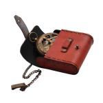 Handcrafted Vintage Brass Sundial Compass – Antique Nautical Sun Clock with Leather Case – Engraved Collectible Brass Compass Gift for Men - Christmas & Holiday Collection Gift