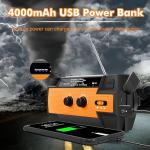 Emergency Weather Radio NOAA Alert with Battery Backup, Solar Hand Crank Radio 4000mAh Rechargeable Portable AM/FM/NOAA, LED Flashlight Reading Lamp, SOS Alarm, Phone Charger for Camping & Survival