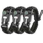 NVioAsport Paracord Survival Bracelet (3 Pack) - Adjustable with Fire Starter, Whistle, Compass - Survival Gear for Hiking, Camping, Fishing, Gifts for Men Dad Husband