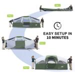 CAMPROS CP Tent 8 Person Camping Tents, Weather Resistant Family Tent, 5 Large Mesh Windows, Double Layer, Divided Curtain for Separated Room, Portable with Carry Bag