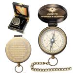Afcrho Proverbs 3: 5-6 Engraved Compasses, Wood Box Greeting - Trust in The Lord Compass - Inspirational Gift Men, Christian Boys Baptism Gifts, Graduation Day with Wooden Box