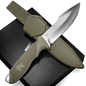 ODENWOLF WOLF-I Full Tang Survival Knife with Sheath - Stylish Tactical Fixed Blade - Made of D2 Steel - Bushcraft and Camping Knife Survival - Perfect EDC Outdoor Knife with TPE Handle