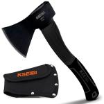KSEIBI Wood Axe, 274151 Small Outdoor Camp Hatchet 14 Inch for Splitting and Kindling Wood, Forged Steel Blade with Anti-Slip and Shock Reduction Fiber Glasses Handle Great Throwing Axes and Hatchets