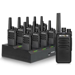 Retevis RT68 2 Way Radio, Long Range Walkie Talkies for Adults (10 Pack) with 10 Multi Way Charger, Easier Securer Charging, 1200mAh, Compact Handheld Two Way Radios Rechargeable for Industry