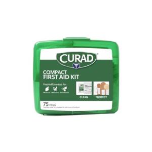 CURAD Compact First Aid Kit, 75 Pieces, Travel Size Emergency Medical Kit, Includes Bandages, Antiseptic Wipes, Gauze and Alcohol Swabs, First Aid Essentials for Home, Car and Outdoor Use, 1 Count