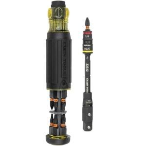 Klein Tools 32516HD KNECT 16-in-1 Impact-Rated Hybrid Screwdriver/Nut Driver, Magnetic, Flip Socket, 11 Bits, 2 Nut Drivers, 3/8-Inch Square Adapter