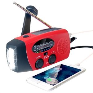 Emergency Solar Hand Crank Weather Radio with LED Flashlight AM/FM NOAA Portable WB Radio 2000mAh/7400mWh Rechargeable Power Bank Phone Charger USB-C Solar Powered SOS Alarm Radio for Camping Survival