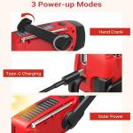 Emergency Solar Hand Crank Weather Radio with LED Flashlight AM/FM NOAA Portable WB Radio 2000mAh/7400mWh Rechargeable Power Bank Phone Charger USB-C Solar Powered SOS Alarm Radio for Camping Survival
