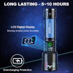 Esgreen Rechargeable Flashlights High Lumens 10000 Single 2 Modes, Super Bright LED Flashlight USB C Long Distance 3280ft, Powerful Long Lasting 10H Heavy Duty Strong Flash Light for Camping Hiking