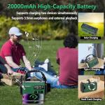 20000mAh/ 74000mWh Hand Crank Emergency Radio, AM/FM/NOAA Weather Radio, Battery Powered Solar Radio with USB Phone Charger, Reading Lamp Flashlight & SOS for Emergency (Army Green)