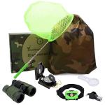 Kids Outdoor Adventure Set :Educational Children’s Toys Binoculars, LED Headlamp Flashlight, Compass, Magnifying Glass Whistle Butterfly Net & Backpack(Camo Color) for Boys