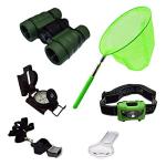 Kids Outdoor Adventure Set :Educational Children’s Toys Binoculars, LED Headlamp Flashlight, Compass, Magnifying Glass Whistle Butterfly Net & Backpack(Camo Color) for Boys