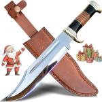 RISING CRAFTS 14" Crocodile Dundee Bowie Knife with Sheath-Hunting Knife with Sheath-Mirror Polished Survival Tactical Knife for Camping, Outdoor, Bushcraft- Knives for Men
