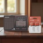 RadioShack Portable Radio Multi Band World Receiver with TV Band + 4 Pack D (UM1) Alkaline Batteries Included for Power