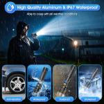 JMNGSHU Flashlight with 10000 Lumens, Type-C Fast Charging & 16-Hour Runtime, 3 Modes, Telescopic Zoom, Waterproof, Compact Handheld Flashlight for Camping, Hiking, Hurricane Prep (2-Pack)