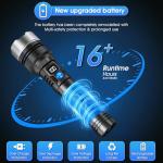 JMNGSHU Flashlight with 10000 Lumens, Type-C Fast Charging & 16-Hour Runtime, 3 Modes, Telescopic Zoom, Waterproof, Compact Handheld Flashlight for Camping, Hiking, Hurricane Prep (2-Pack)