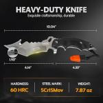 Cozivo Emergency Knife,4.14" Sharp Blade Survival Knife with Leather Sheath,Saw,Survival Whiestle,Knife Sharpener,Glass Breaker for Camping, Hiking, Survival Tactical Men & Women Gift