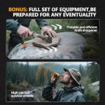 Cozivo Emergency Knife,4.14" Sharp Blade Survival Knife with Leather Sheath,Saw,Survival Whiestle,Knife Sharpener,Glass Breaker for Camping, Hiking, Survival Tactical Men & Women Gift