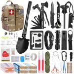 Gifts for Men Dad Christmas LUXMOM Survival Kit and First Aid Kit, 142Pcs Professional Survival Gear and Equipment with Molle Pouch, for Men Camping Outdoor Adventure