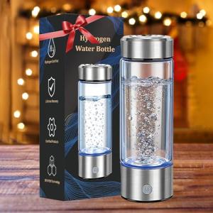 2025 Upgrade Hydrogen Water Bottle, Portable Hydrogen Water Ionizer Machine -SPE PEM Tech, Rechargeable Hydrogen Rich Water Glass Bottle for Travel, Gifts for Women, Christmas Gifts, Gifts Idea