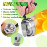 Mason Jar Pour Spout Lid Stainless Steel with Handle, Wide Mouth Pour Spout Flip Cap Lids for Mason Jars, Anticracking Leak Proof Seal Cover Airtight for Drinking Salad Dressing & Food Storing(2PCS)