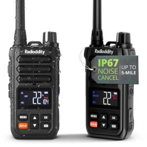Radioddity X1 Walkie Talkies Long Range, IP67 Waterproof Heavy Duty FRS Two Way Radios with Noise Reduction, Recording, NOAA Scan & Alert, VOX, SOS, 2500mAh USB-C for Hiking Job Site, 2 Pack
