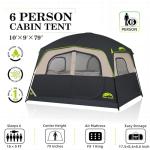 Happy Travel Tent 6 Person Tents for Camping, Waterproof Easy Setup Camping Tent with Rainfly, Portable Large Family Cabin Tent with 5 Large Mesh Windows and Carry Bag for Outdoor Camping & Hiking