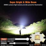 Flashlight 20000 High Lumens Rechargeable - LED Flash Light with LCD Display XHM77.2 Super Bright Police Powerful Linterna | 5 Modes & Adjustable Focus | IP67 Waterproof for Emergency Camping