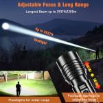 Flashlight 20000 High Lumens Rechargeable - LED Flash Light with LCD Display XHM77.2 Super Bright Police Powerful Linterna | 5 Modes & Adjustable Focus | IP67 Waterproof for Emergency Camping