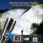Flashlight 20000 High Lumens Rechargeable - LED Flash Light with LCD Display XHM77.2 Super Bright Police Powerful Linterna | 5 Modes & Adjustable Focus | IP67 Waterproof for Emergency Camping