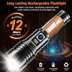 Flashlight 20000 High Lumens Rechargeable - LED Flash Light with LCD Display XHM77.2 Super Bright Police Powerful Linterna | 5 Modes & Adjustable Focus | IP67 Waterproof for Emergency Camping