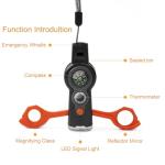 binboll Emergency Survival Function Whistle, Outdoor Multifunctional Tool Safety Whistle with Lanyard, Ideal for Kayaking, Boating, Hiking, Camping, Climbing, Hunting, Fishing (Orange&Black)