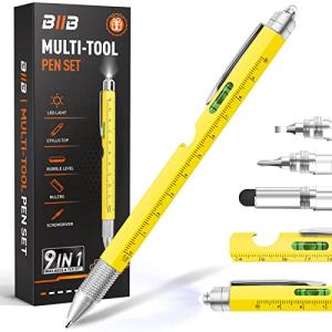 BIIB Stocking Stuffers for Men Adults, Gifts for Men 9 in 1 Multitool Pen, Mens Stocking Stuffers, Mens Christmas Gifts for Dad Him Husband, White Elephant Gifts for Adults, Cool Gadgets