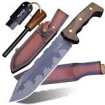 BA-KOR DC53 Steel 38CM (15.2IN) Full Tang 6mm Thick Fixed Knife+Sheath&(5.9IN) Cerium Igniter, Suitable for Outdoor Hunting, Camping, Survival Exploration, EDC