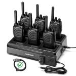 BAOFENG BF-88ST Walkie Talkies Long Range (6 Pack), Rechargeable Two Way Radio with 6 Way Multi Unit Charger, License-Free Walky Talky for Adults with Earpieces, USB Charging, Black