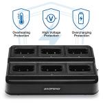 BAOFENG BF-88ST Walkie Talkies Long Range (6 Pack), Rechargeable Two Way Radio with 6 Way Multi Unit Charger, License-Free Walky Talky for Adults with Earpieces, USB Charging, Black