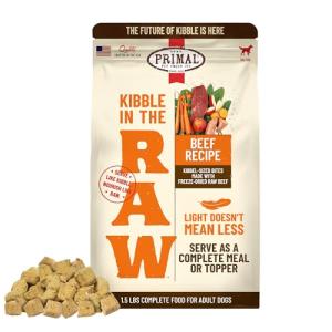 Primal Kibble in The Raw, Freeze Dried Dog Food, Beef, Scoop & Serve, Made with Raw Protein, Whole Ingredient Nutrition, Crafted in The USA, Dry Dog Food 1.5 lb Bag