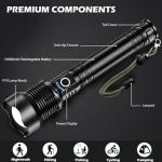 Rechargeable Flashlights 90,000 Lumens, Super Bright LED Flashlight High Lumens with USB Cable, 5 Modes Waterproof Flashlight Powerful Flash Light for Home Camping Hiking