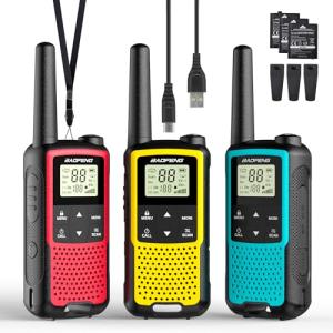 Baofeng BF-33C Walkie Talkies for Kids Rechargeable Battery, Long Range FRS Two-Way Radios, VOX, Dual Watch, USB-C Charging, NOAA, Call Tone, Flashlight, for Outdoor Play & Family Adventures, 3 Pack